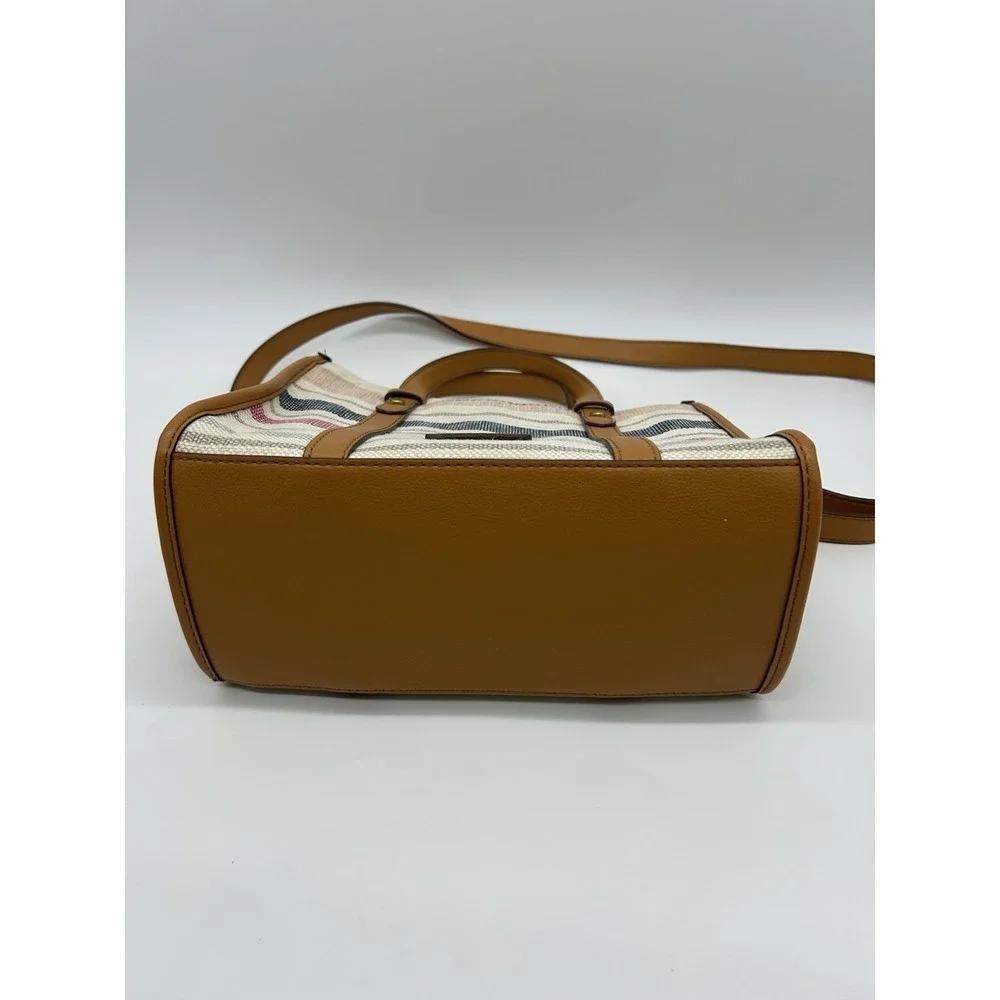 Fossil‎ Kingston Satchel Spring Stripe Crossbody Bag Tote Purse Summer Festival